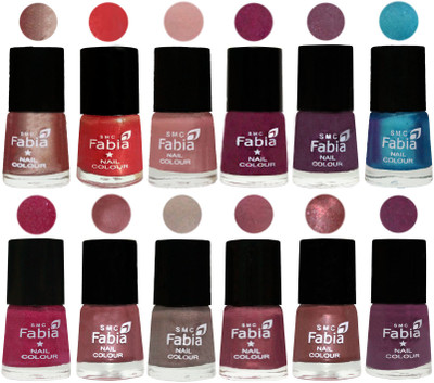 

Fabia Premium Lacquer Extra Shine Nail Polish Shades Of (12 Pcs Nail Polish) Light Nude-Red Orange-Shrimp Pastell-Cherry Blossom-Light Jam-Denim-Hot Magenta-Lip-Light Beige-Dusty Pink-Dark Red Chrome-Brinjal Purple(Pack of 12)