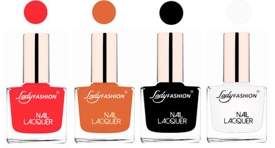 

Lady Fashion Ultra High Shine Long Stay Nail Polish Baby Pink,Nude,Black,White(Pack of 4)