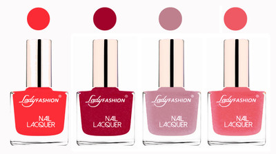 

Lady Fashion Ultra High Shine Long Stay Nail Polish Baby Pink,Bright Pink,Silky Purple,Silky Pink(Pack of 4)