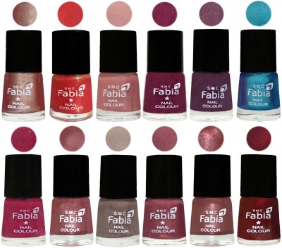 

Fabia Premium Shine & Glossy Nail Polish Collection Shades (12 Pcs Combo) Light Nude-Red Orange-Shrimp Pastell-Cherry Blossom-Light Jam-Denim-Hot Magenta-Lip-Light Beige-Dusty Pink-Dark Red Chrome-Maroon(Pack of 12)