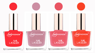

Lady Fashion Ultra High Shine Long Stay Nail Polish Baby Pink,Silky Purple,Silky Pink,Orange Silk(Pack of 4)