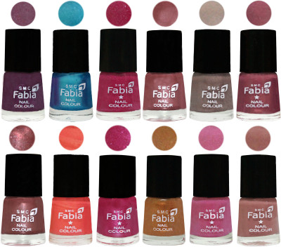 

Fabia Premium Lacquer Extra Shine Nail Polish Shades Of (12 Pcs Nail Polish) Light Jam-Denim-Hot Magenta-Lip-Light Beige-Dusty Pink-Dark Red Chrome-Peach-Light Magenta-Golden -Light Plum-Nude(Pack of 12)
