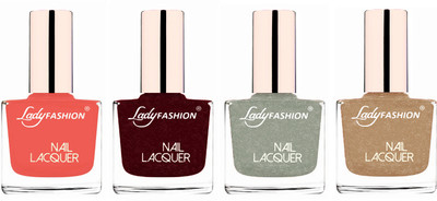 

Lady Fashion Ultra High Shine Long Stay Nail Polish Light Orange,Maroon,Grey,Beach Nude(Pack of 4)