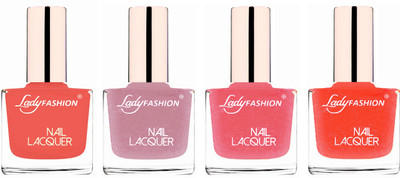 

Lady Fashion Ultra High Shine Long Stay Nail Polish Light Orange,Silky Purple,Silky Pink,Orange Silk(Pack of 4)