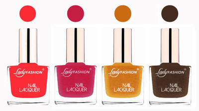 

Lady Fashion Ultra High Shine Long Stay Nail Polish Baby Pink,Abricoat Rose,Golden,Mettalic Pink(Pack of 4)