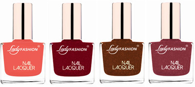 

Lady Fashion Ultra High Shine Long Stay Nail Polish Light Orange,Pink,Copper,Mauve(Pack of 4)