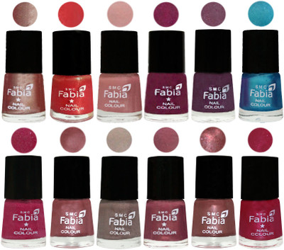 

Fabia Premium Lacquer Extra Shine Nail Polish Shades Of (12 Pcs Nail Polish) Light Nude-Red Orange-Shrimp Pastell-Cherry Blossom-Light Jam-Denim-Hot Magenta-Lip-Light Beige-Dusty Pink-Dark Red Chrome-Cherry Pink(Pack of 12)