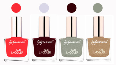 

Lady Fashion Ultra High Shine Long Stay Nail Polish Baby Pink,Maroon,Grey,Beach Nude(Pack of 4)