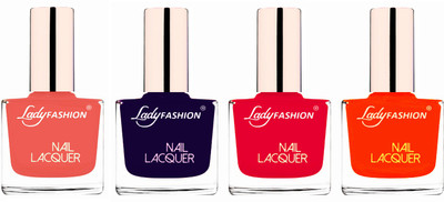 

Lady Fashion Ultra High Shine Long Stay Nail Polish Light Orange,Blue,Sweet Red,Juicy Orange(Pack of 4)