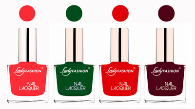 

Lady Fashion Ultra High Shine Long Stay Nail Polish Baby Pink,Dark Green,Sky Blue,Nude(Pack of 4)