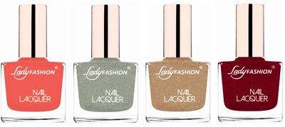 

Lady Fashion Ultra High Shine Long Stay Nail Polish Light Orange,Grey,Beach Nude,Pink(Pack of 4)