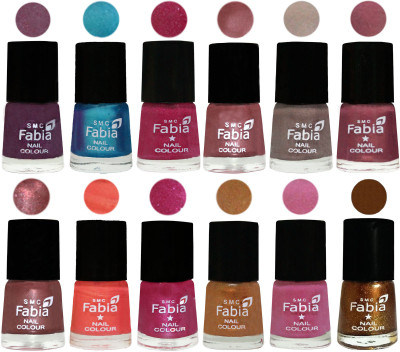 

Fabia Premium Collection 12 Piece Color Nail Polish Shades Light Jam-Denim-Hot Magenta-Lip-Light Beige-Dusty Pink-Dark Red Chrome-Peach-Light Magenta-Golden -Light Plum-Dark Golden(Pack of 12)