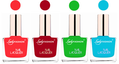 

Lady Fashion Ultra High Shine Long Stay Nail Polish Baby Pink,Dark Red,Light Green,Sky Blue(Pack of 4)