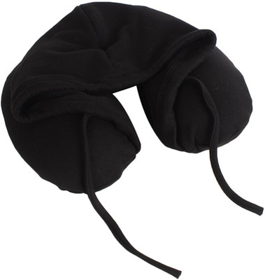 

Royalkart Hooded Travel Pillow Set - Travel pillow with hoodie - Portable Memory Foam Airplane Pillow - Comfortable U Shaped Pillow with Hat - Sleep Mask, 1 Pairs of Earplugs, Carry Bag, Velour Cover (Black) Neck Pillow(Black)