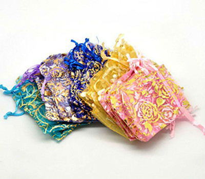 

Shrih Pack of 40 Colourful Organza Gift Pouches for Jewelry Storage/Party Favours Potli(Multicolor)