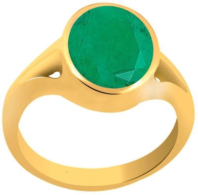 RS JEWELLERS RS JEWELLERS Gemstones 5.26 Ratti Natural Certified EMERALD panna Gemstone Panchdhatu Ring ,Pukhraj Birthstone Astrology Ring Brass Emerald Gold Plated Ring