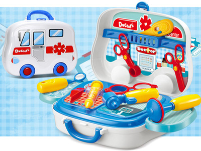 

GRAPPLE DEALS Doctor Playsets Perfect 14pcs Doctor Medical Tools Pretend Play Toy with Portable Suitcase for Kids from 3 years old,(Blue)
