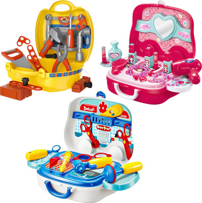 

Grab Offers Perfect Combo of Make up,Doctor Set and Tool Playset Suitcase for Baby Girl, Baby Boy Pretend Play Children's Small Suitcase.
