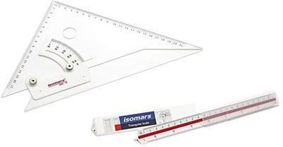 

Isomars Adjustable Set Square 10" & Triangular Scale Combo Ruler(White)