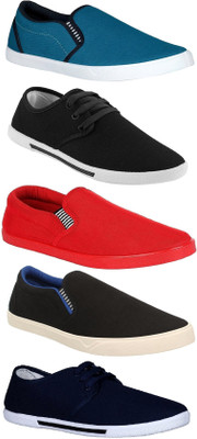 

Pexlo Combo Pack of 5 Casual Shoes (Sneakers Shoes) Canvas Shoes For Men(Red, Blue, Black, Grey, Navy, Multicolor