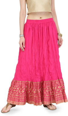 Varanga Printed Women Flared Pink Skirt
