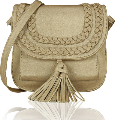 

Kleio Women Formal, Casual Gold PU Sling Bag