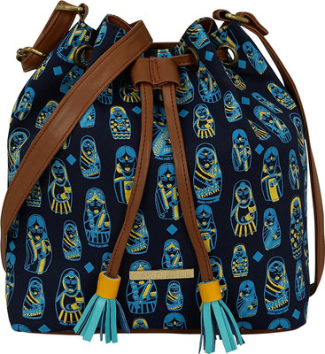 

FUNK FOR HIRE Women Casual Blue Canvas, Leatherette Sling Bag