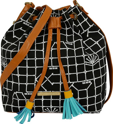 

FUNK FOR HIRE Women Black Canvas, Leatherette Sling Bag