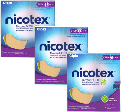 

Nicotex Nicotine Patch 21mg (Step 1) (Pack of 3) 24 hour patch Smoking Patch(Pack of 21)