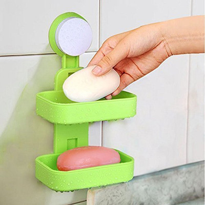 

MK Double Layer Soap Box Suction Cup Holder Rack Bathroom Shower Soap Dish Hanging Tray Wall Holder Storage Holders Multicolor(Multicolor)