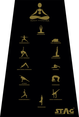 

Stag Yoga Mantra Asana Black, Gold 12 mm Yoga Mat, Black;golden