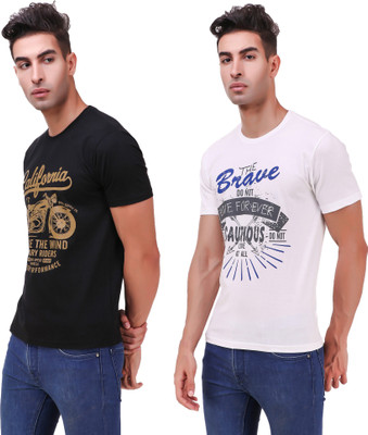 Remedy Printed Men Round Neck Multicolor T-Shirt(Pack of 2) Flipkart