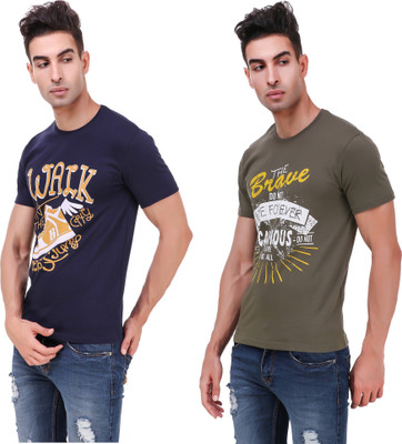 Remedy Printed Men Round Neck Multicolor T-Shirt(Pack of 2) Flipkart