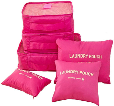 

Mantavya 6 in 1 Travel Clothes Organizer Bag Cosmetics Make-up Laundry Pouch,(Pink)
