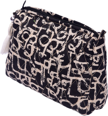 

Radhika Goyal Cosmetic Pouch(Black), Black;white
