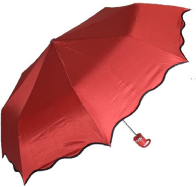 

Pearl 3 fold umbrella candy red UV protect Umbrella(Red)