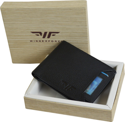 

Winner force Men Black Genuine Leather Wallet(3 Card Slots)