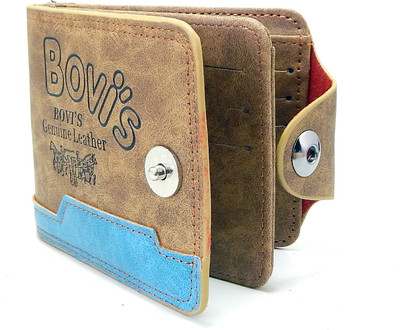 

Bovi'S Men Khaki, Blue Artificial Leather, Fabric Wallet(9 Card Slots), Blue;khaki