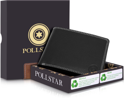 

POLLSTAR Men Black Genuine Leather Wallet(7 Card Slots)