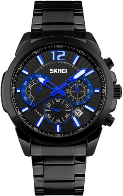 

Skmei 9108 Black Functional Chronograph Stainless Steel Luxury Watch - For Men