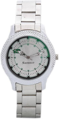 

swissco WHITE GREEN AND BLACK WITH SILVER ROUND dial Watch - For Women