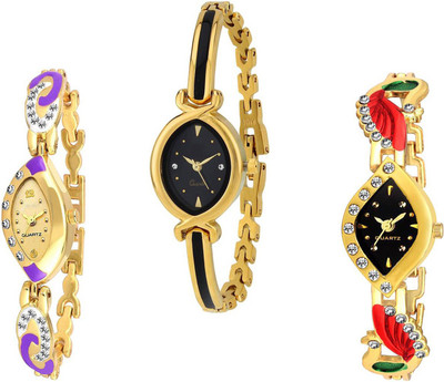 76 Off On Guoyu Golden Metal Strap Stylish And Attractive Pattern Combo Of 3 Watches For Women And Ladies Watch For Girls On Flipkart Paisawapas Com
