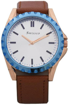 

swissco BROWN BELT WITH White ROUND Dial Watch - For Men