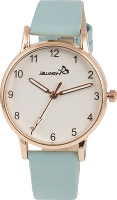3Wish Analog White Dial and Blue Strap Star Waves on Dial Women's Watch Analog White Dial and Blue Strap Watch - For Women