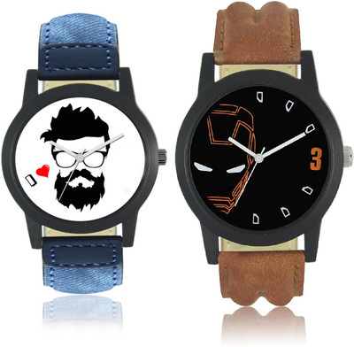 

HBM Ironman and Beard Printed Boy's Combo of 2 Watch - For Men