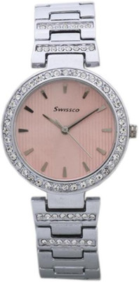 

swissco PINK WITH SILVER DIAMOND ROUND dial Watch - For Women