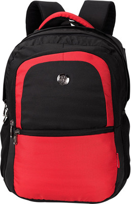 Cosmus New Castle Light Weight Large School Bag Black & Red Polyester 36 Litre Backpack with Rain cover 36 L Backpack(Black, Red)
