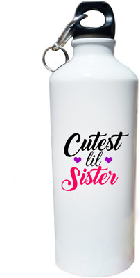 

red buzz spill proof sipper water bottles for kids, cutest lil sister printed water bottle for girls 750 ml Sipper(Pack of 1, White, Pink), Pink;white