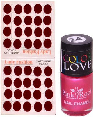 

Pink Root Nail Polish No. 24 (15ml) Lady Fashion Mahroon No. 10 Bindi(Set of 2)