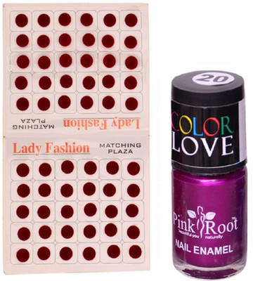 

Pink Root Nail Polish No. 20 (15ml) Lady Fashion Mahroon No. 11 Bindi(Set of 2)